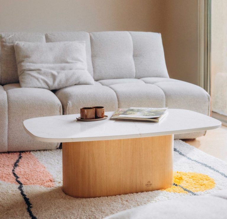 cala blanca table basse silestone chene massif table basse haute de gamme artisanal silestone et Chêne Epure mobilier