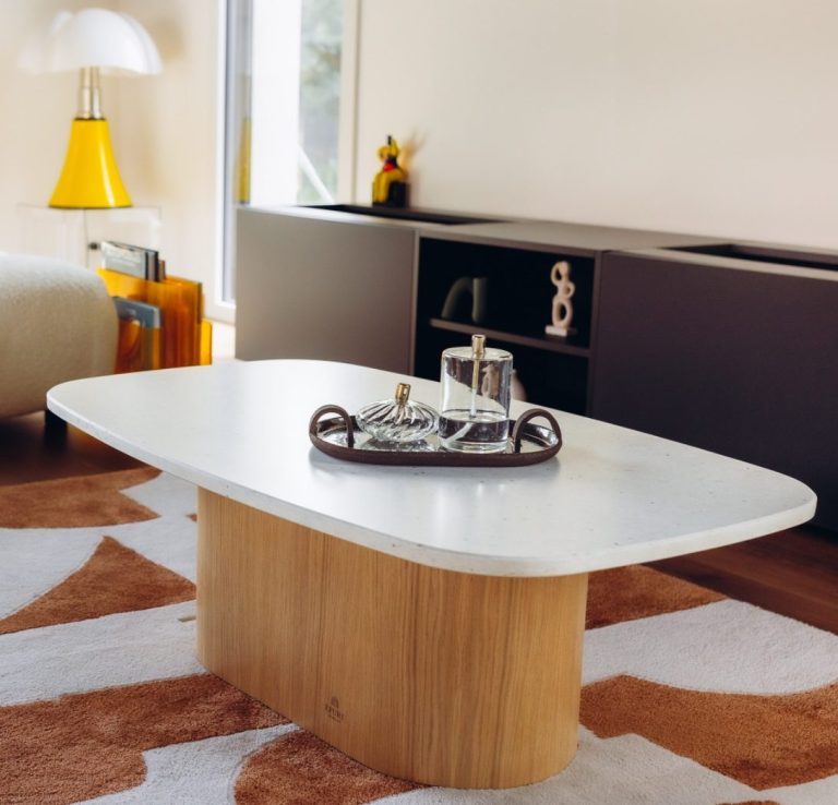 table basse Cala Blanca silestone chêne artisanal table basse haute de gamme artisanal silestone et Chêne Epure mobilier